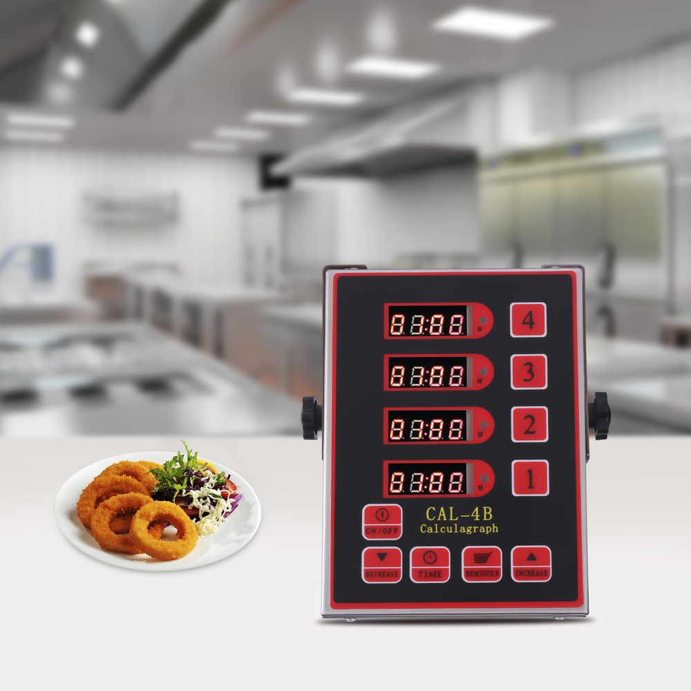 4-Channel Kitchen Timer for Commercial Restaurant Countdown Timer Large Digital