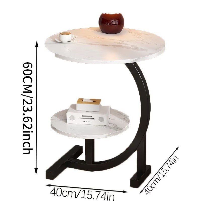 Minimalist White Wrought Iron Side Table – Sofa End Table & Coffee Table Combo