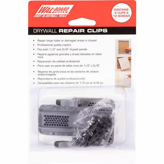 Drywall Repair Clips (6-Pack) – Easy Wall Patch & Hole Fix Brackets