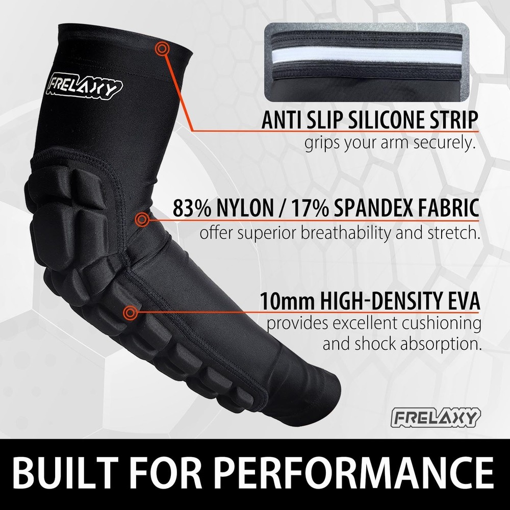Frelaxy Padded Elbow Forearm Sleeves 2 Pack Compression Crashproof Arm Pads f...
