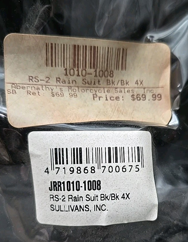 Joe Rocket RS-2 Rain Suit Size 4x. (@ Bs)