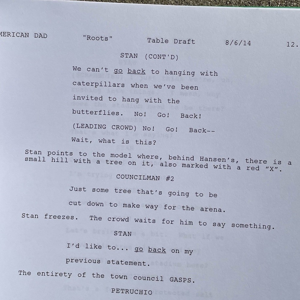 American Dad Scott Grimes Steve Smith 2014 Production Used Table Draft Script