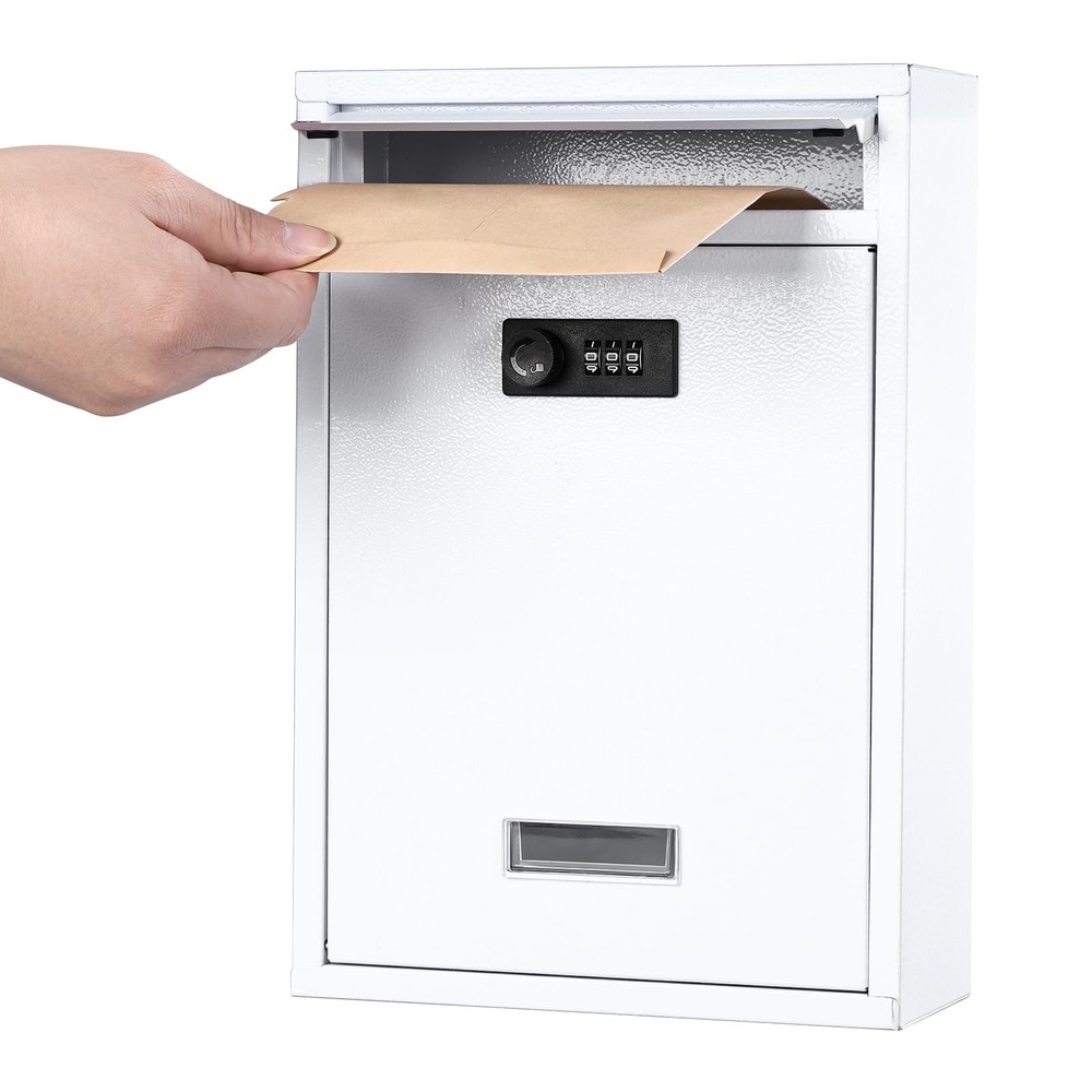 Secure Locking Wall Mount Mailbox with Key Weather Resistant White