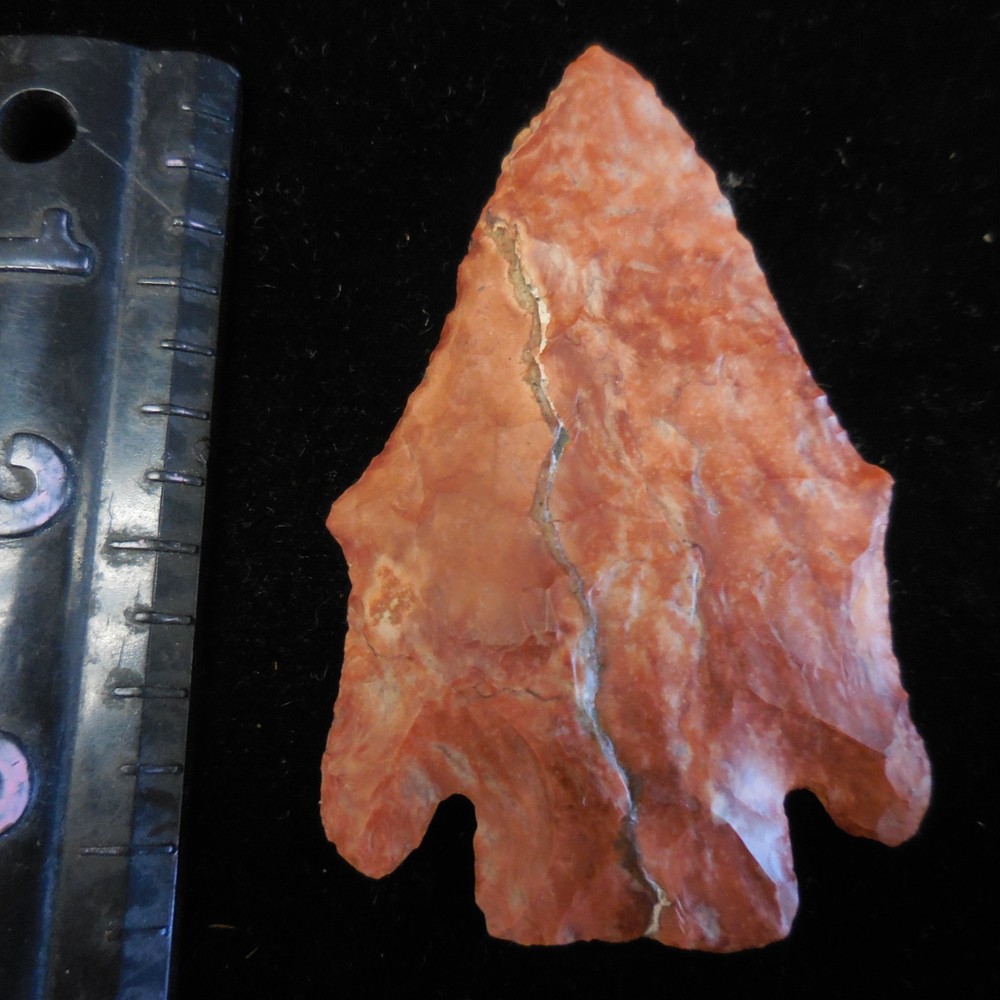LARGE RED AFTON POINT--CLASSIC FORM AND FLAKING #JE