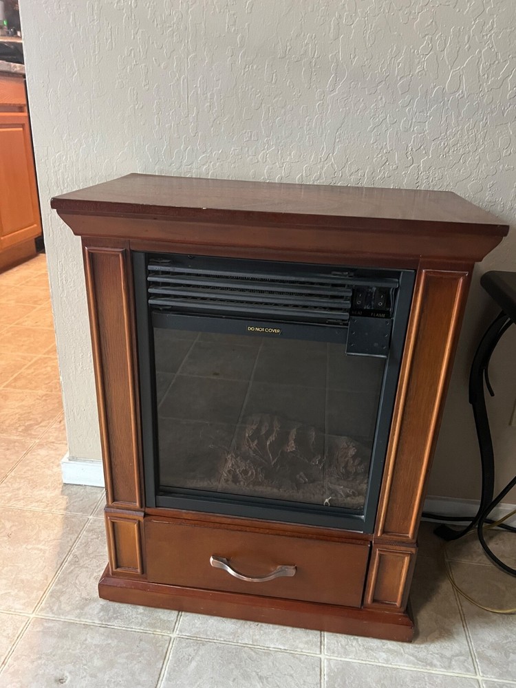 Movable Electric Fireplace With Botton Drawer No Remote