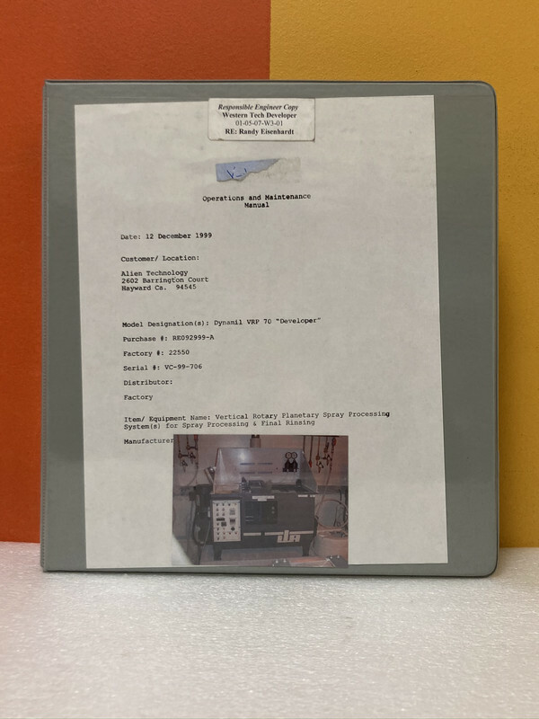 Western Dynamil VRP 70 "Developer" Operations And Maintenance Manual