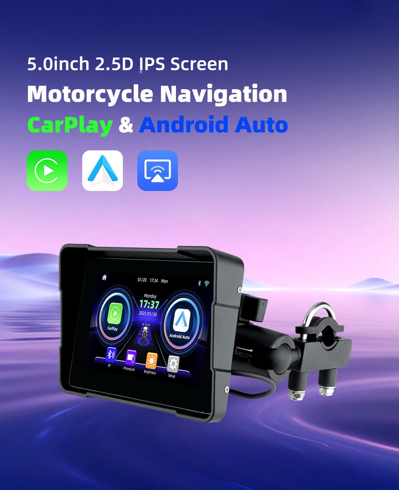 Universal Portable Linux Motorcycle Navigation 5"IPS Screen IP67 Carplay BT5.0