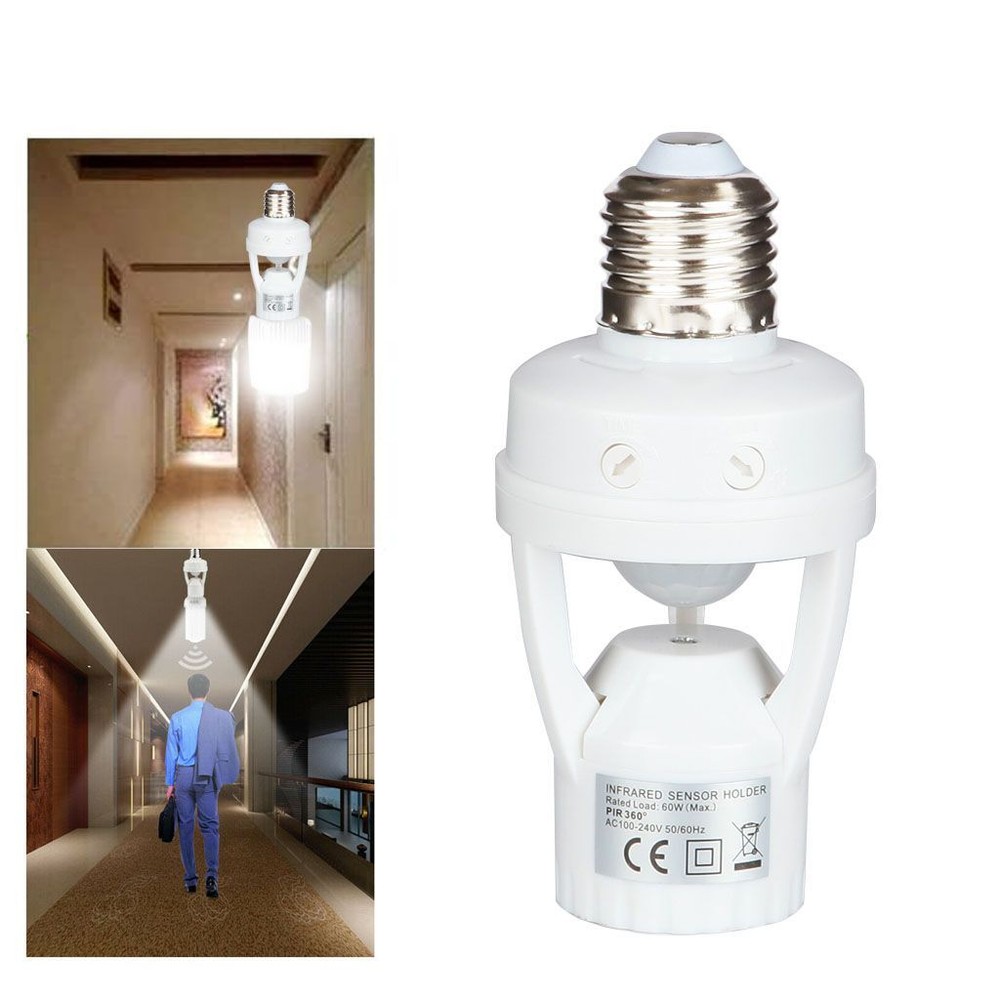 Infrared PIR Motion Sensor E27 LED Light Lamp Bulb Holder Socket Switch 110/220V
