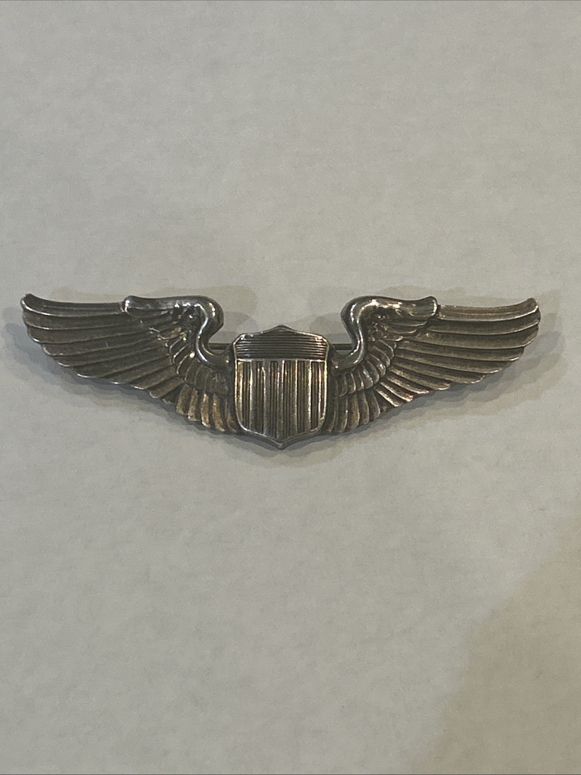 WWII USAAF Pilot Wings 3" Sterling Silver Army Air Forces Aviator Pin By Amcraft