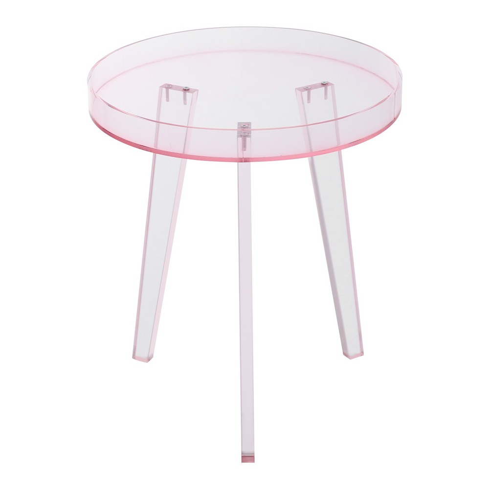 Modern Pink Acrylic Side Table for Spaces, 40*3cm Tabletop Round Side Table
