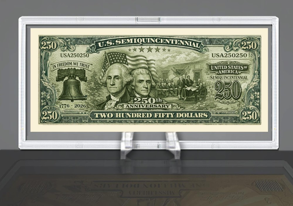 250th USA Anniversary Novelty Note in Desktop Holder - QTY DISCOUNTS -FREE GIFT