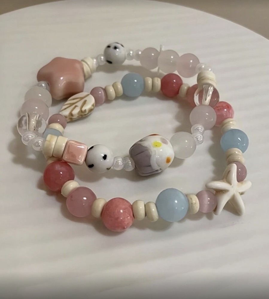 2pc Cute Multicored Beaded Bracelet for Everyone Gift Handmade