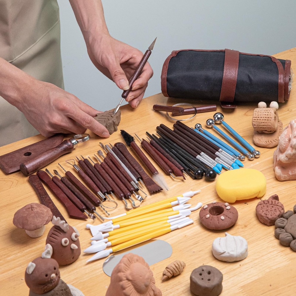 48PCS Pottery Tools Kit for Sculpting, Clay Carving Tools, Ceramic Tools for ...