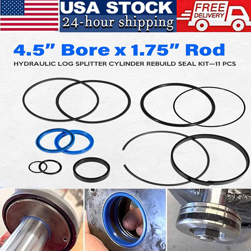 4.5" Bore x 1.75" Rod Cylinder Hydraulic Log Splitter Cylinder Rebuild Seal Kit