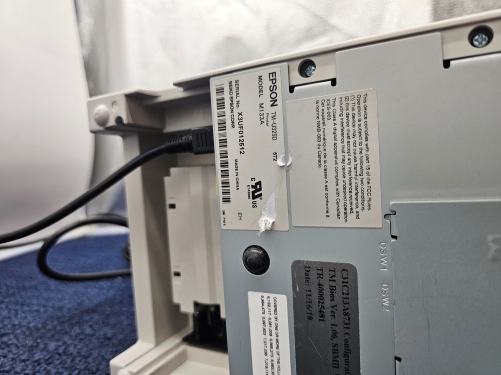 Epson TM-U325 M133A POS USB Receipt/Validation Printer - NOT WORKING