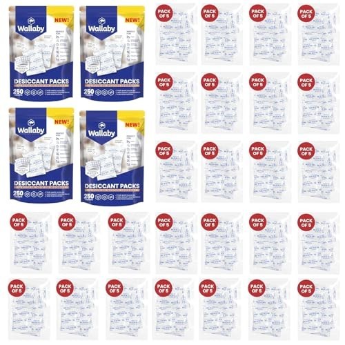 2g Silica Gel Desiccant Packs - 1000 Food Safe Moisture Absorbers, Rechargeable,