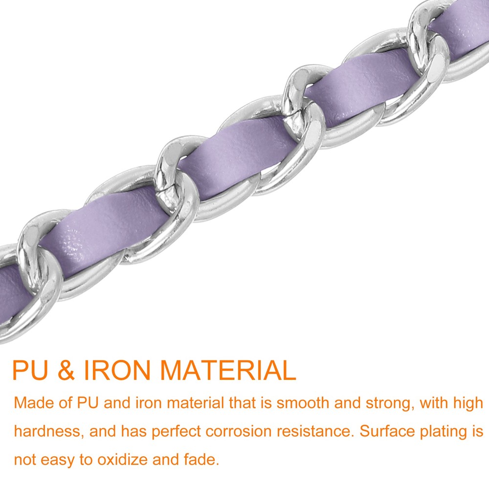 Purse Strap, 32" Leather for Shoulder Strap (Purple, Silver)