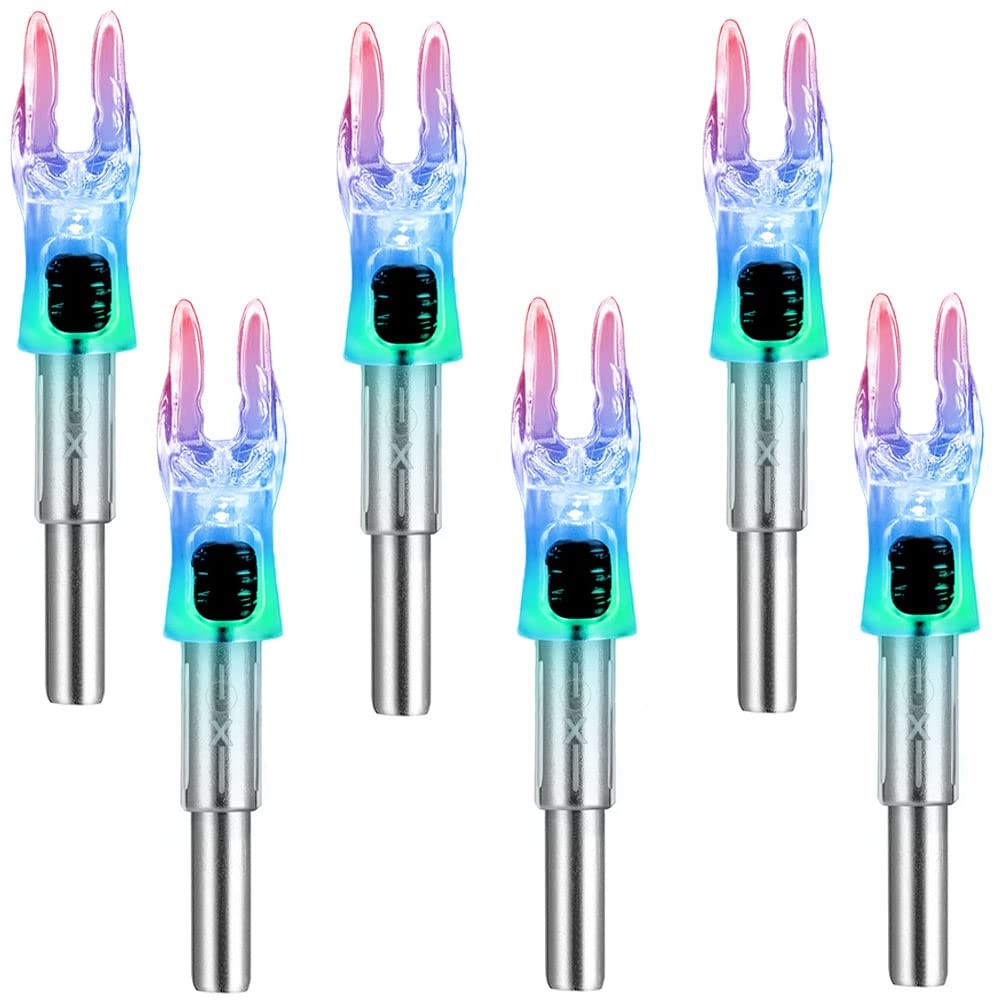 DEEPOWER 6 Pack X Lighted Archery Nocks for Arrows .204 Inside Diameter Light...