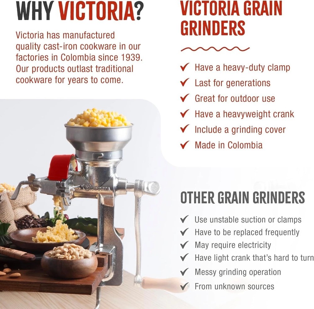 Versatile Cast Iron Grain Grinder with Adjustable Features for Home Use