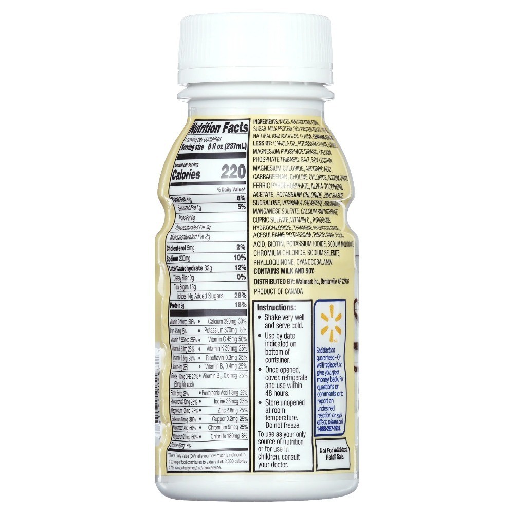 Vanilla Nutritional Shake Drink 8 fl oz Bottles 6 Pack Case