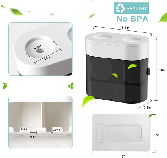UV Toothbrush Holder Sterilizer w/ Automatic Toothpaste Dispenser Wall Mount