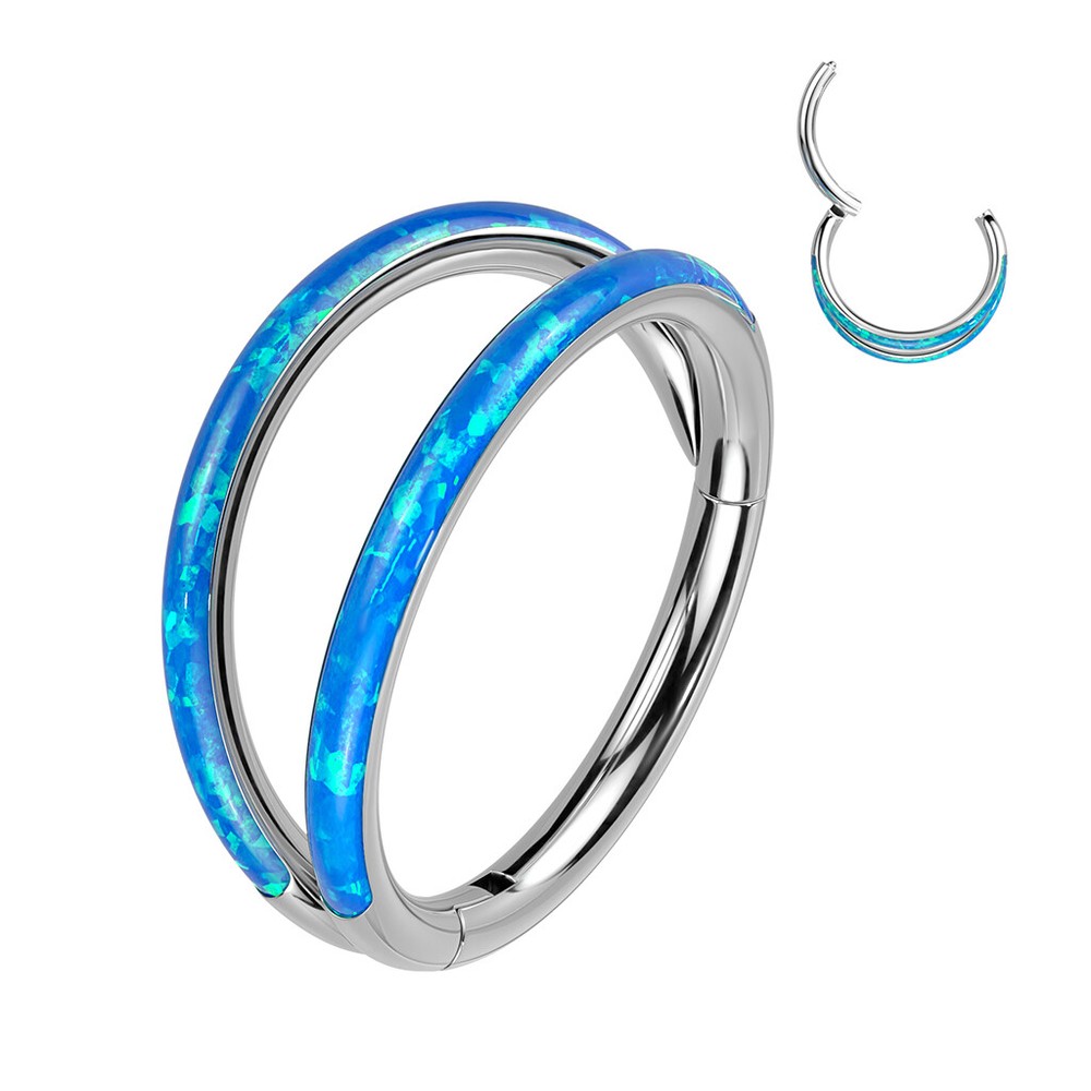 Titanium Double Lined Opal Hinged Segment Hoop Helix Daith Tragus Cartilage