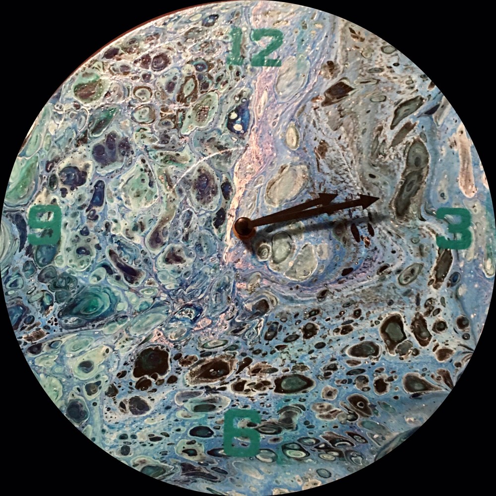 Handmade Vinyl Record Acrylic Pour Paint Clock