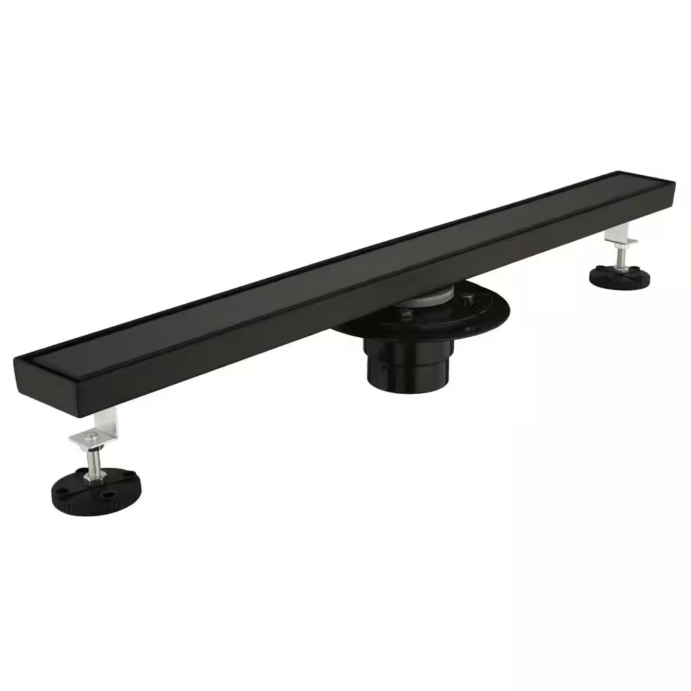 Linear Shower Drain with Removable Quadrato Pattern Grate, 304 Stainless, Includ