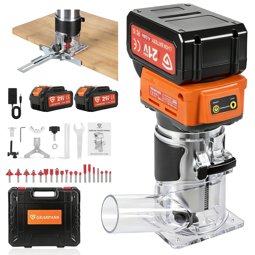 Cordless Multi-function Router 30000 Rpm 21V with 20 Bits NEW Upgraded