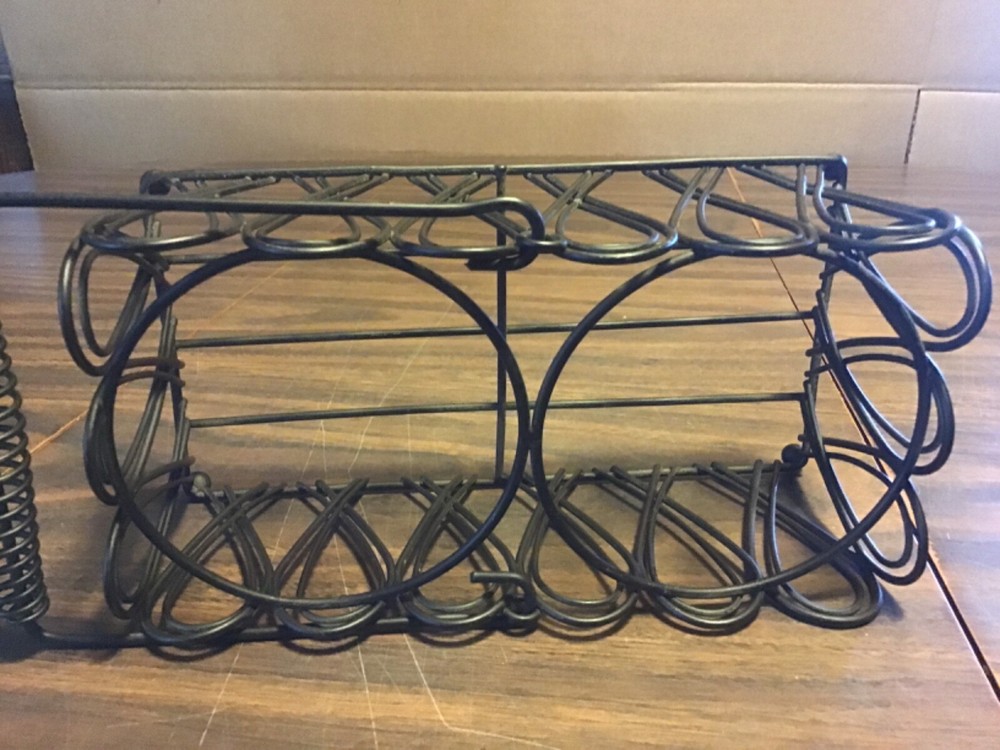 Vintage Small Metal Wire Rectangular Basket W/ Handle Bottles Small Pots