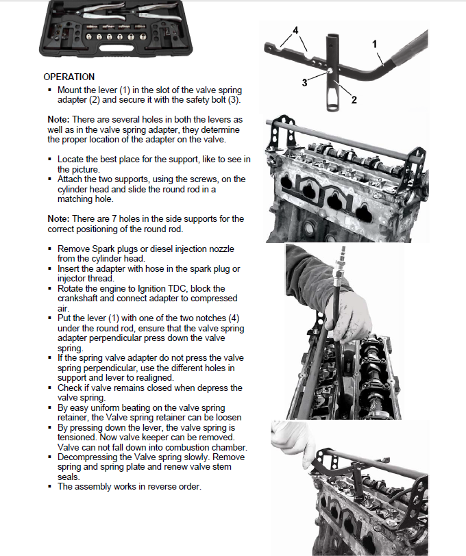 BMW Cylinder Head Service Set Valve Spring Compressor Removal Installer Tool Kit
