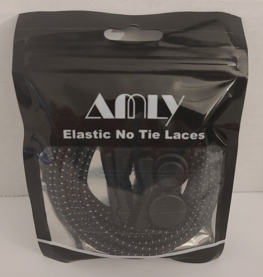 NEW AMLY No-Tie Laces Elastic Laces BLACK