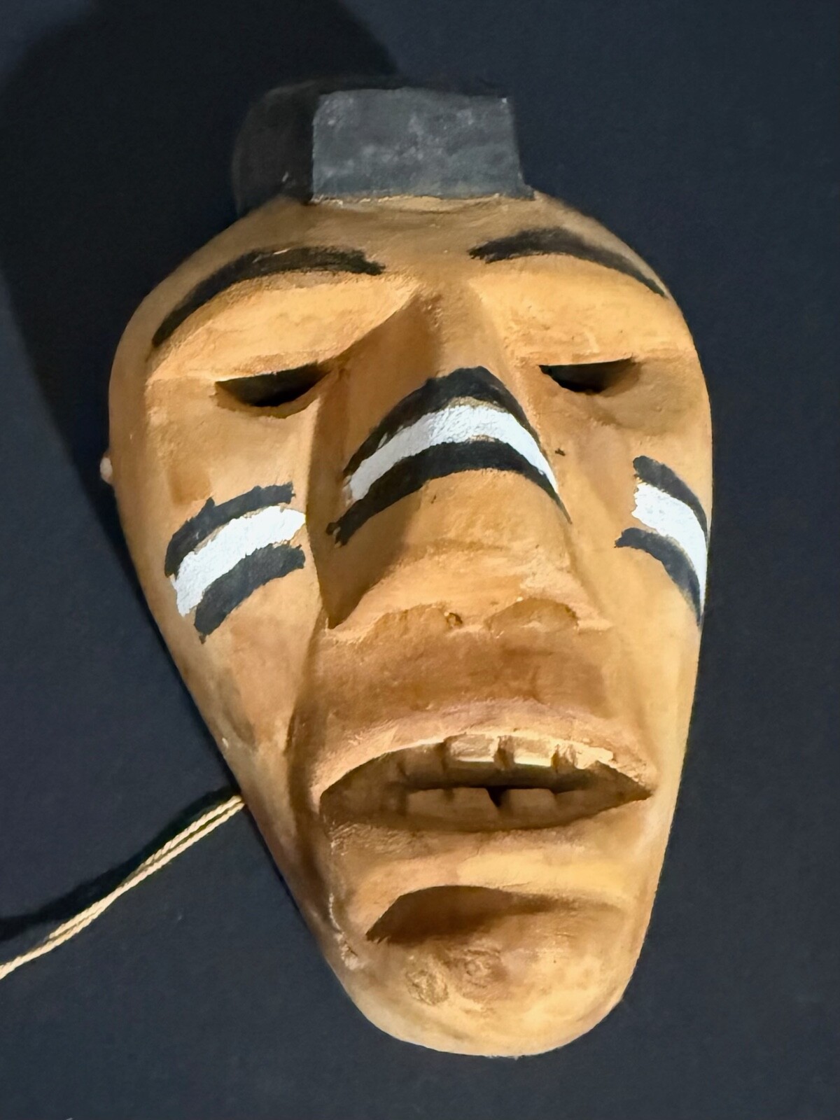 WILL LONG CHEROKEE BUCKEYE “WARRIOR” MASK, ORIGINAL QUALLA TAG, MINT!