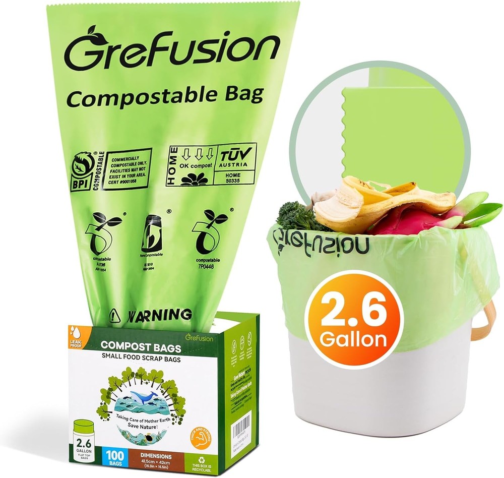 Compostable Bags Kitchen Compost Bin 1.2 Gallon 125 Count Certified by BPI