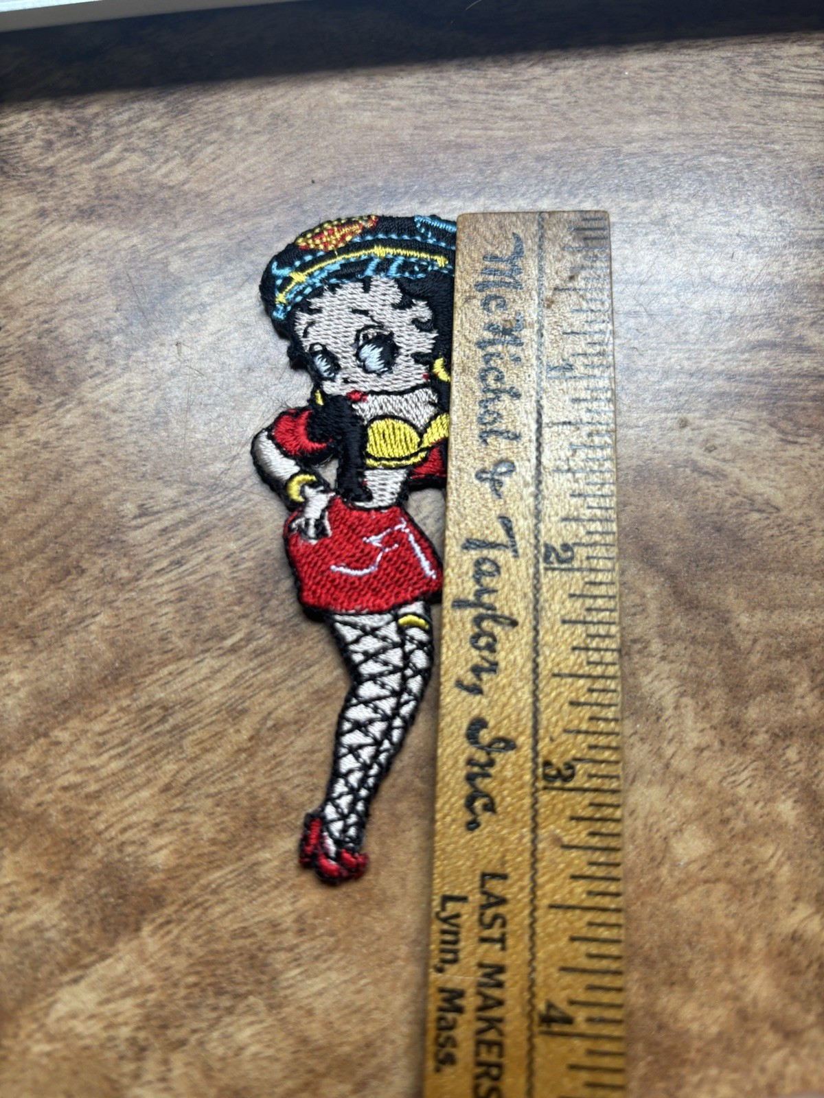 Betty Boop cartoon EMBROIDERED PATCH rare 90s Vtg Hat 3” Iron On Motorcycle