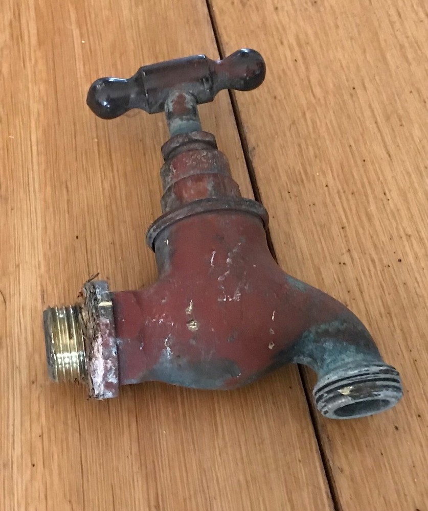 VINTAGE SOLID BRASS GARDEN TAPS Over Painted ref33 - (Black D 12)