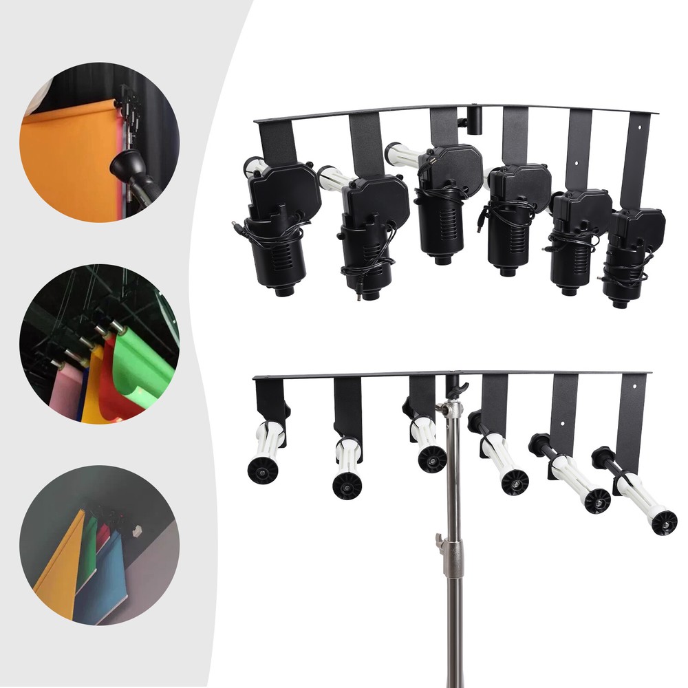 Motorized 6-Roller Backdrop Support System Wall Mount Photo Video w/ Remote New