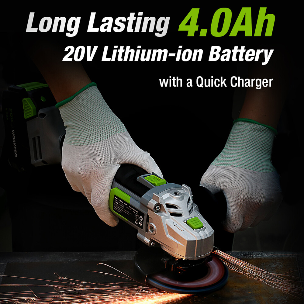 WORKPRO 20V Cordless Angle Grinder Kit 4-1/2 Inch Lightweight Angle Grinder Tool