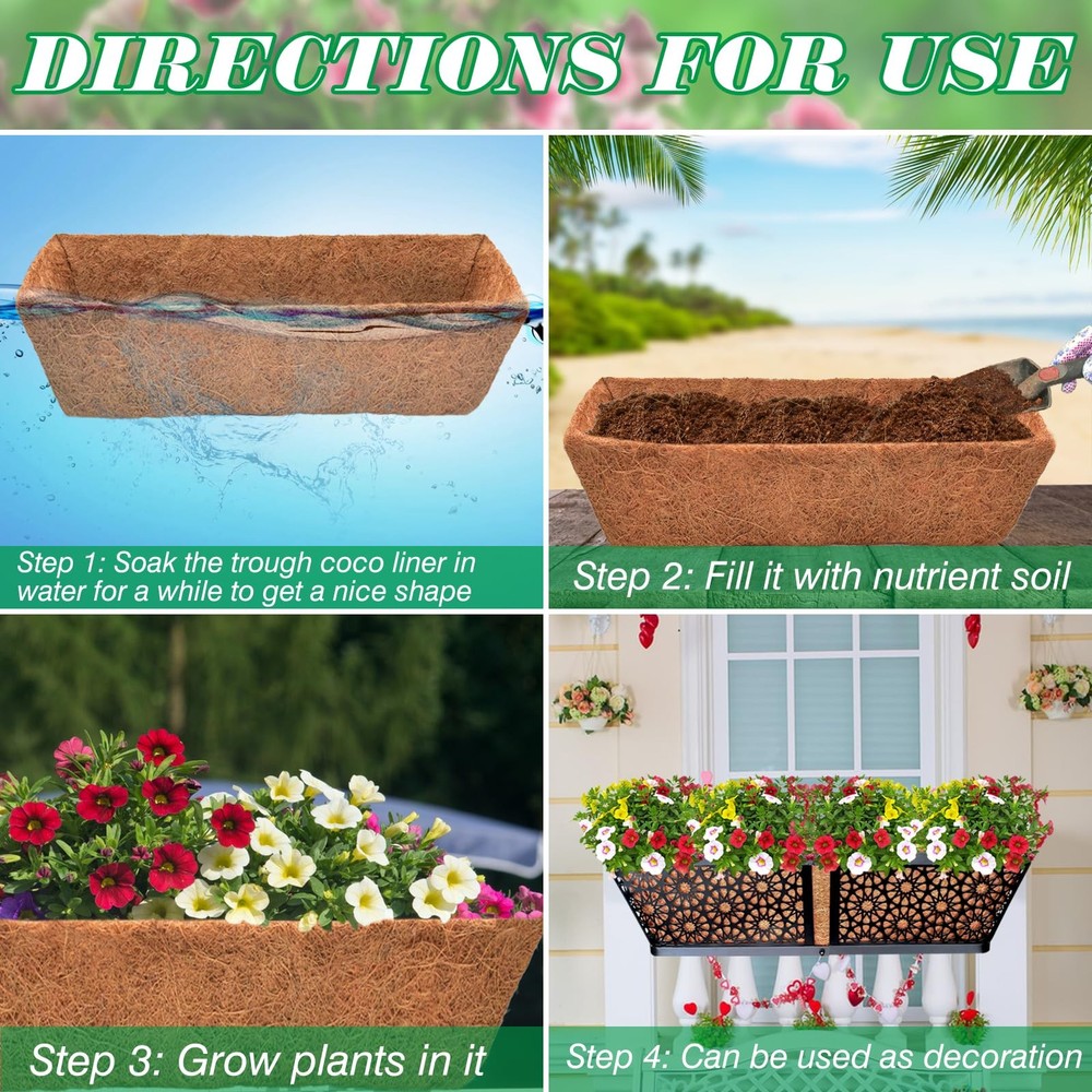 Halatool 3PCS 24 Inch Coco Liner 100% Natural Through Coco Liners for Planter...