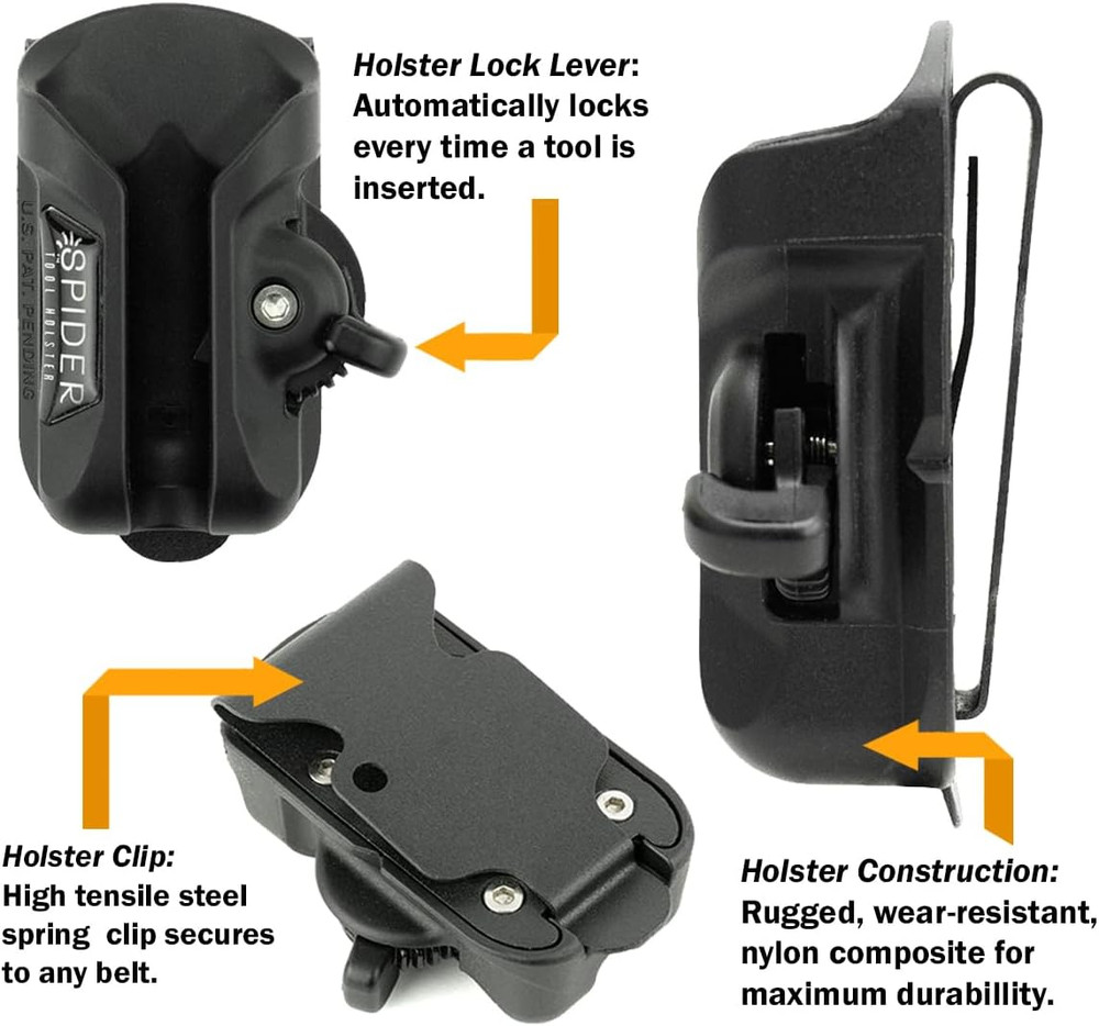 Tool Holster - Self Locking, Quick Draw, Universal Tool Holder - Clips onto Any