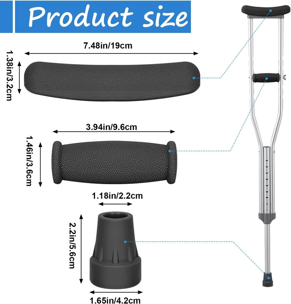 Replacement Crutch Pads, 6 Pcs Accessory Black