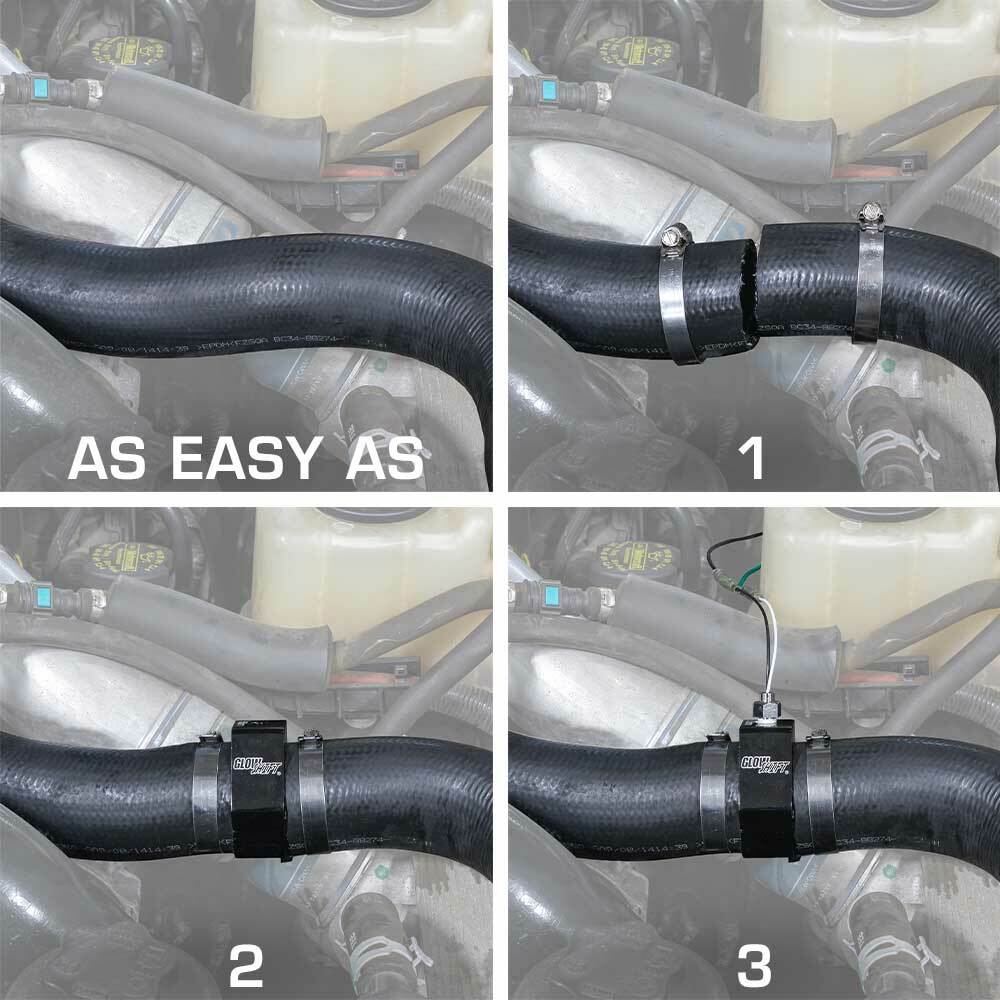 GlowShift 48mm (1-7/8") ID Water Coolant Temperature Sensor Hose Attachment