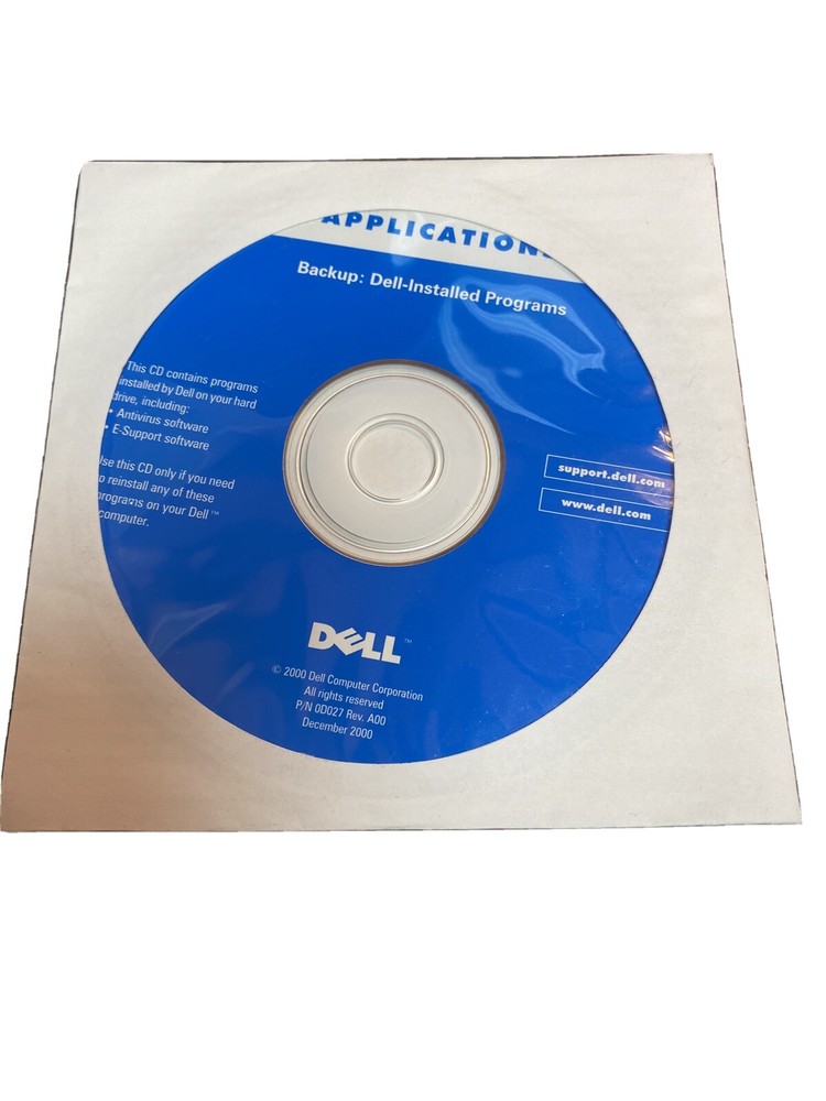Dell backup: for Dell-installed programs P/N 0D027 Rev. A00  Dec. 2001 FEBRUARY