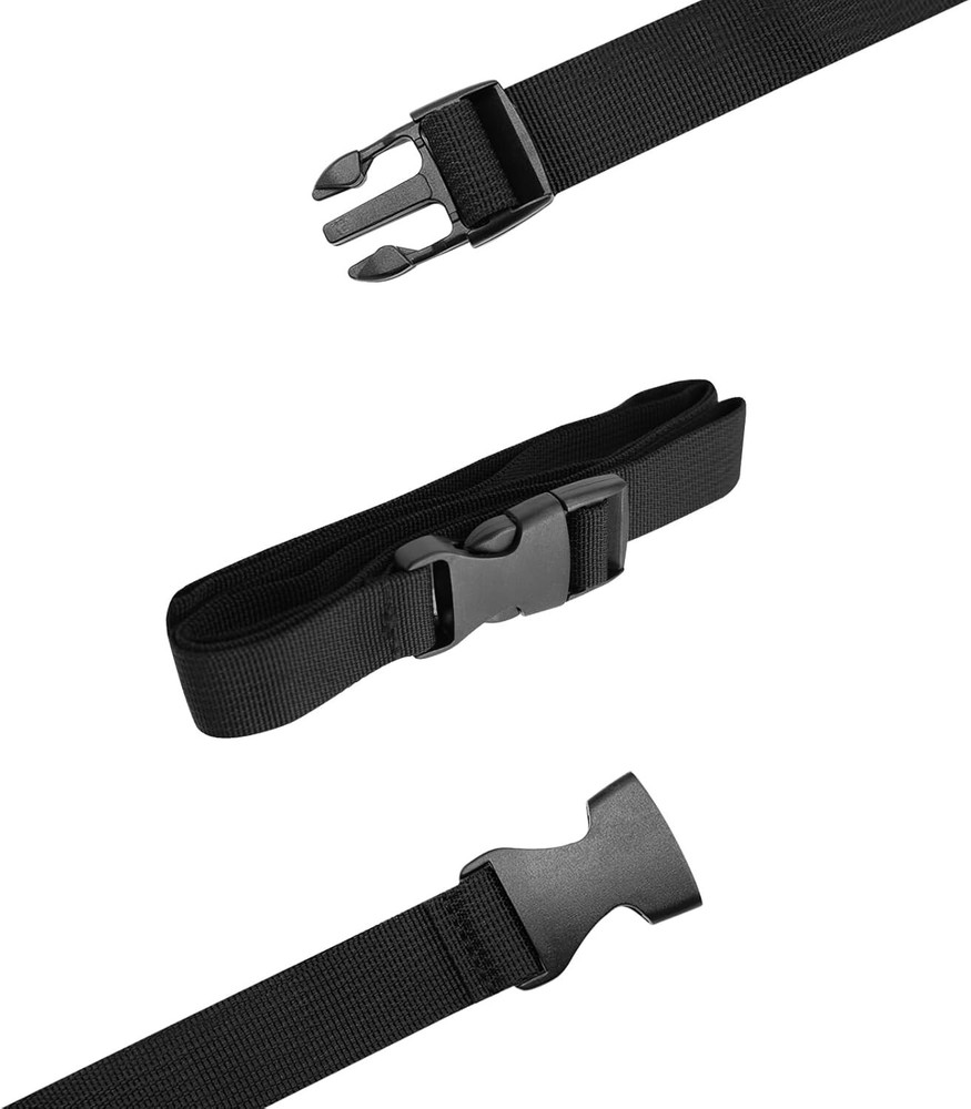 5-Pack 1" x 47" Black Nylon Quick Release Adjustable Buckle Straps