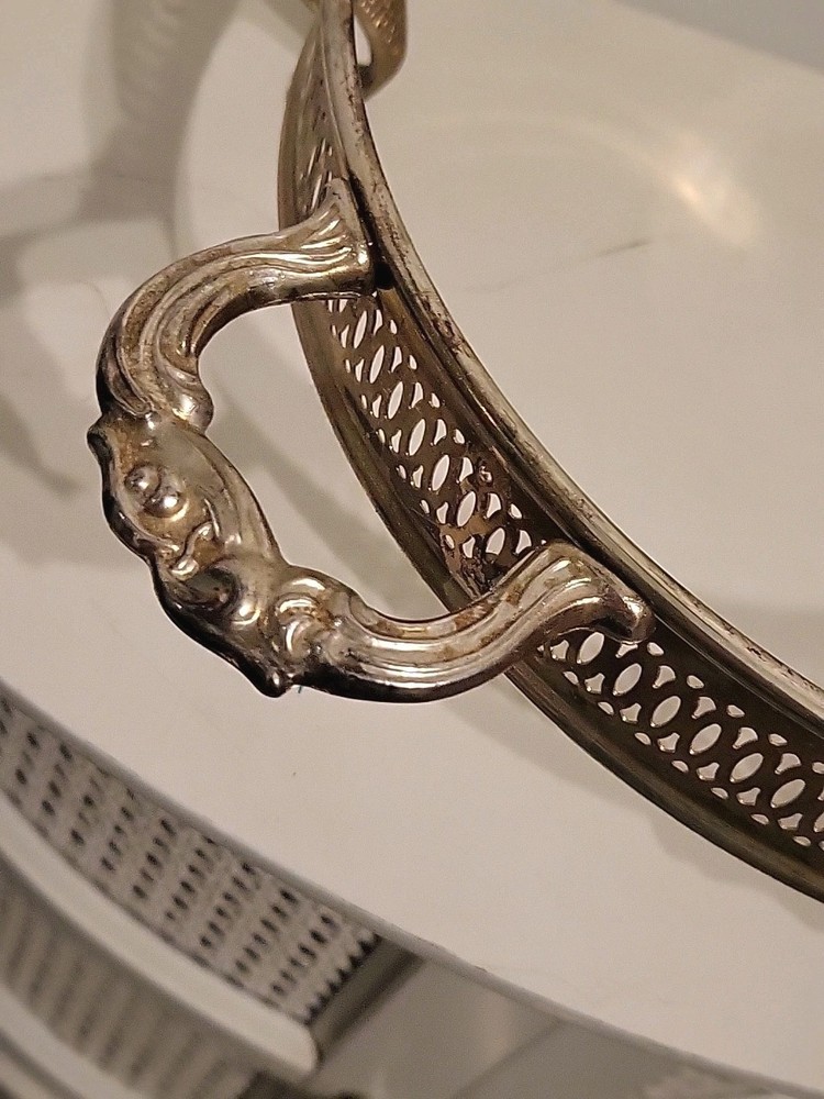 VTG Covered Casserole & Silver Plate 10" Glass Baking Dish Elegant Serving Set