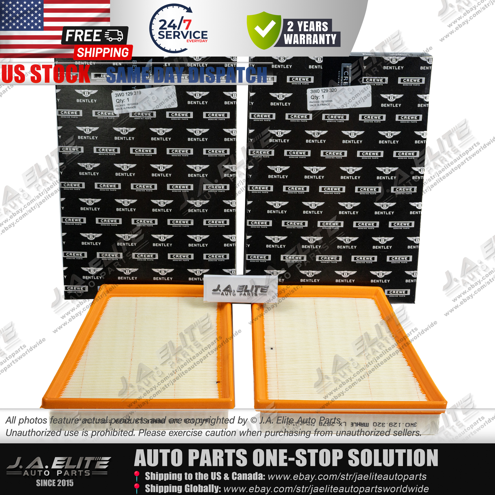 Genuine Air Filter Set for Bentley Continental GT GTC, Flying Spur 4.0L