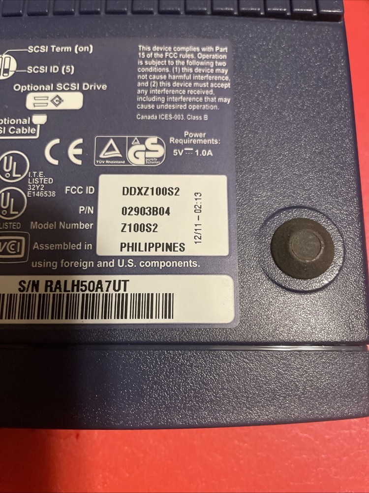 iOmega Zip Drive 100MB Z100P2 Parallel Port with Cable & Ac Adapter - UNTESTED
