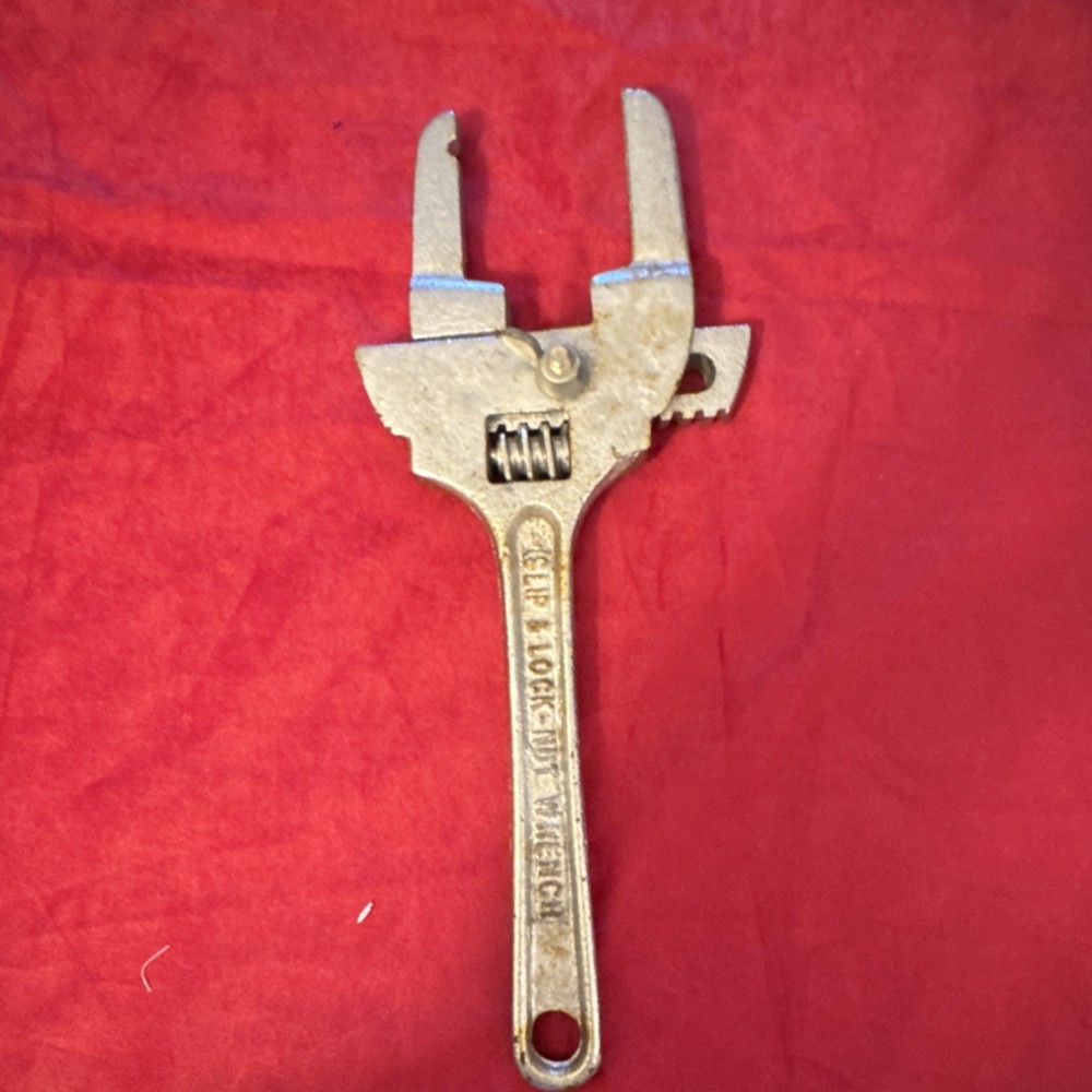 Slip & Lock-Nut Adjustable Steel Wrench Silver Single Piece Tool