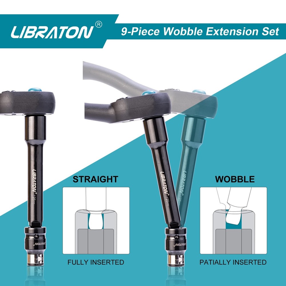 LIBRATON Wobble Extension Set, Socket Extensions Set, Ratchet Extensions 1/4"...