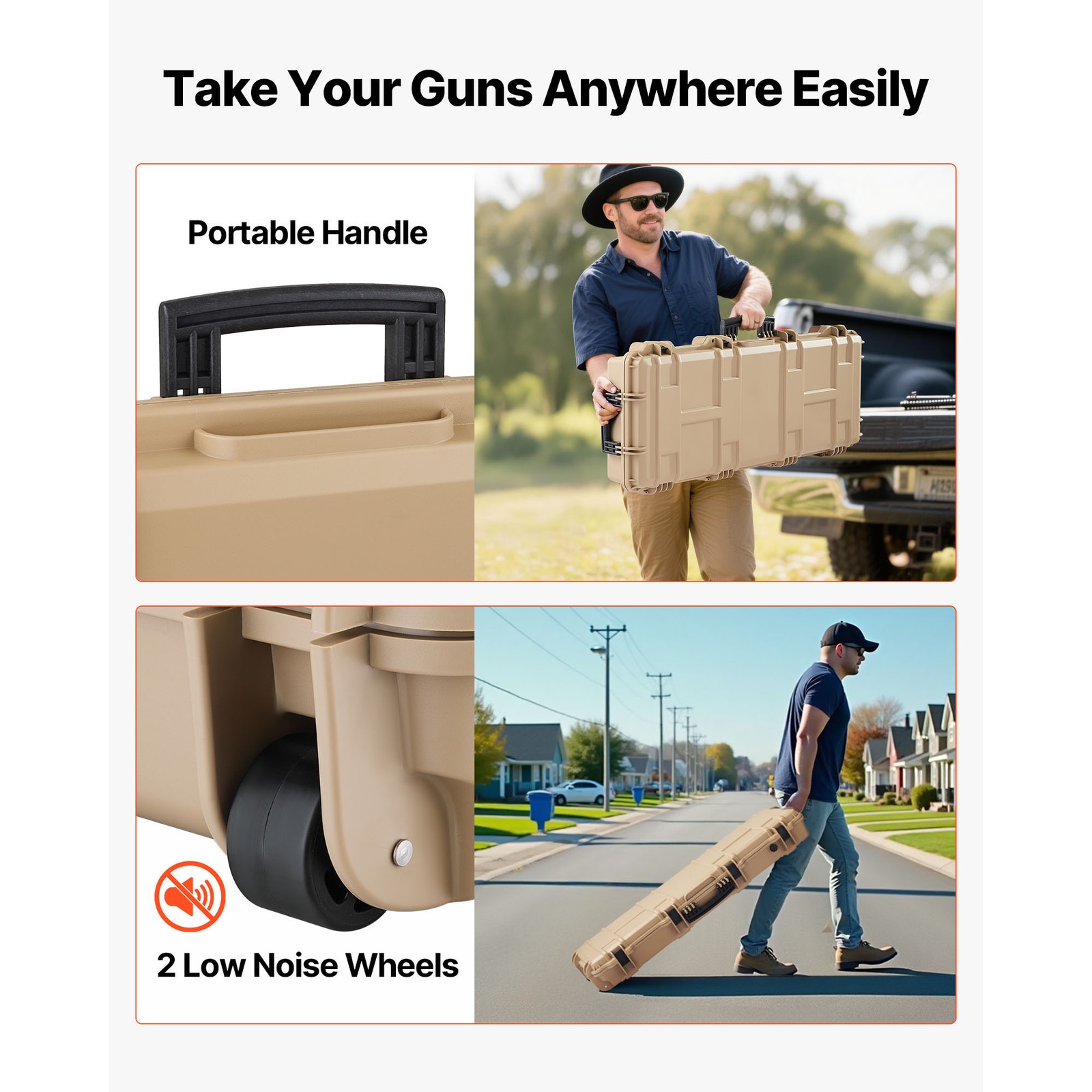 Uimoso Hard Rifle Case 42 in Gun Storage Case IP67 Waterproof & Dustproof Khaki